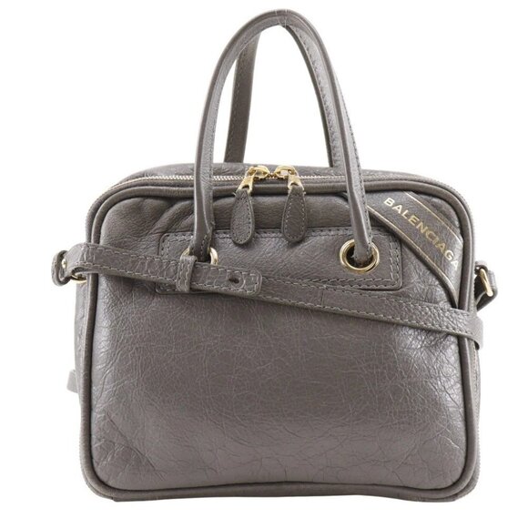 BALENCIAGA Blanket Square S Handbag 466541 2WAYShoulder gray leather Women - Picture 1 of 13